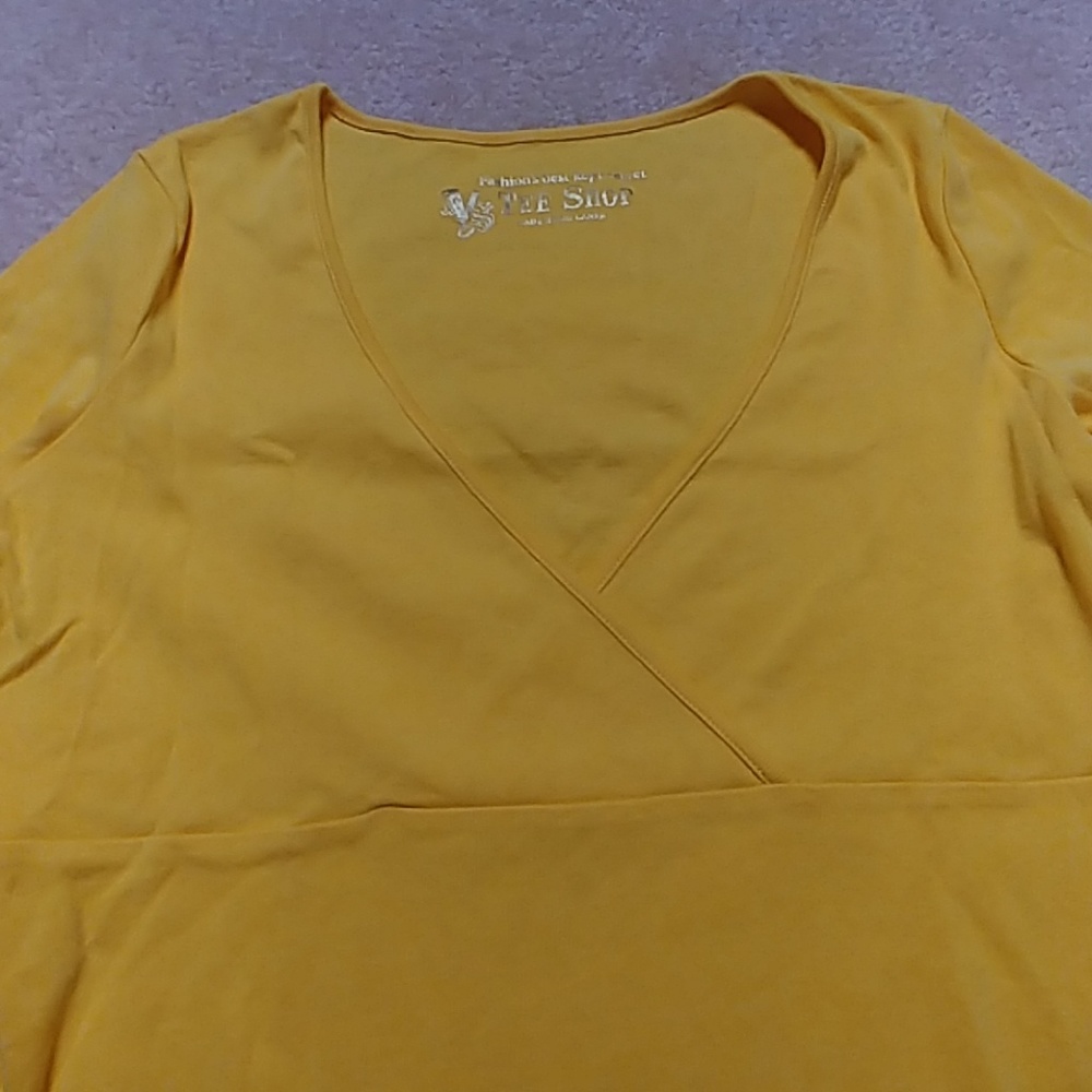 Tee Shop yellow deep plunge v neckline.